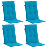 Cojín silla de jardín respaldo alto 4 uds tela azul 120x50x3 cm 2