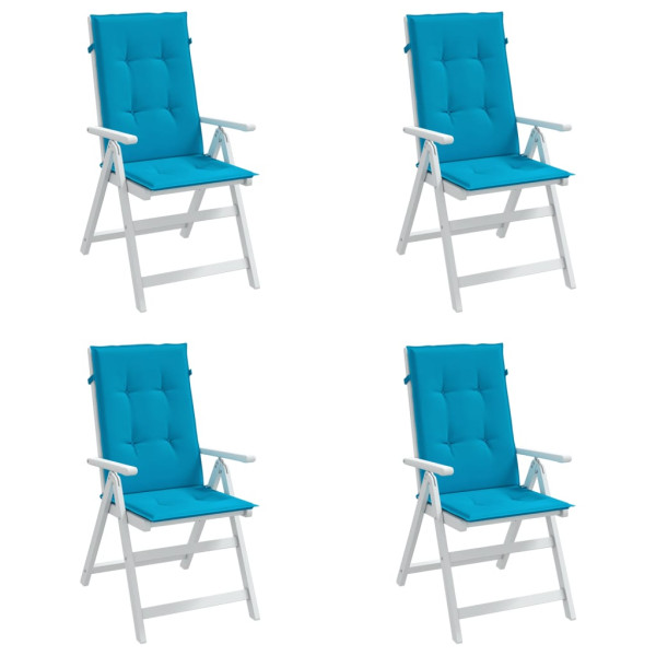 Cojín silla de jardín respaldo alto 4 uds tela azul 120x50x3 cm M 3