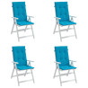 Cojín silla de jardín respaldo alto 4 uds tela azul 120x50x3 cm 3
