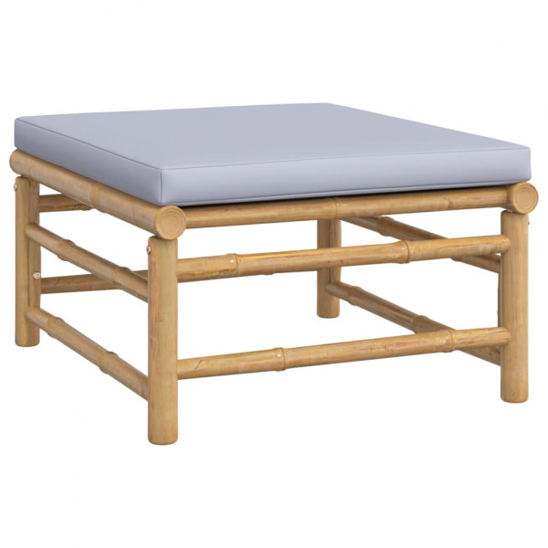 Set de muebles de jardín 3 piezas bambú y cojines gris claro M 5