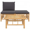 3pcs conj. lounge de jardim bambu c/ almofadões cinzento-escuro 3