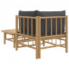 2pcs conj. lounge de jardim bambu c/ almofadões cinzento-escuro 5