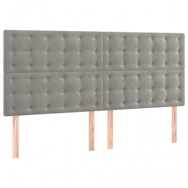 Cabeceira de cama c/ LED veludo 160x5x118/128 cm cinza-claro M 4