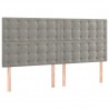 Cabeceira de cama c/ LED veludo 160x5x118/128 cm cinza-claro 4