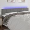 Cabeceira de cama c/luzes LED tecido 180x5x78/88cm cinza-escuro 1