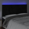 Cabeceira de cama c/ luzes LED veludo 180x5x118/128 cm preto 3