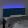Cabeceira de cama c/ luzes LED veludo 100x5x78/88cm azul-escuro 3