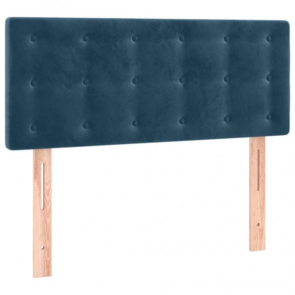 Cabeceira de cama c/ luzes LED veludo 100x5x78/88cm azul-escuro M 4