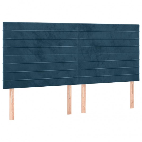 Cabecero con luces LED terciopelo azul oscuro 160x5x118/128 cm M 4