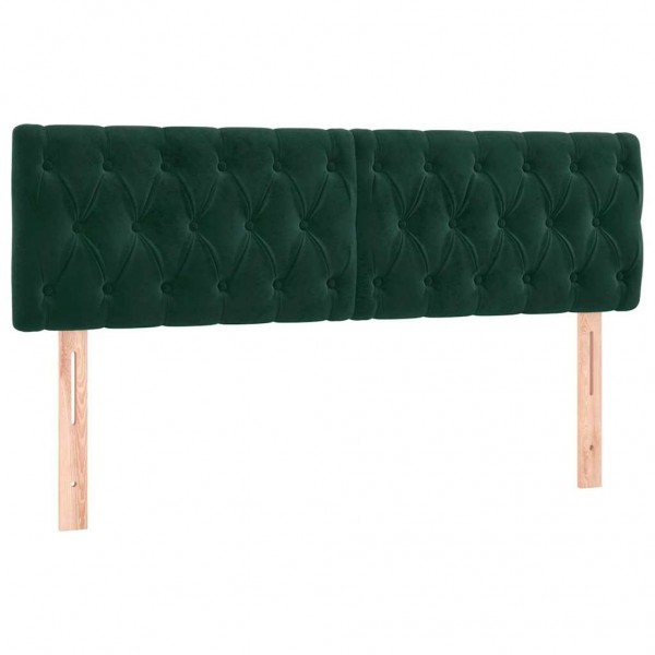 Cabeceira de cama 2 pcs veludo 80x7x78/88 cm verde-escuro M 2