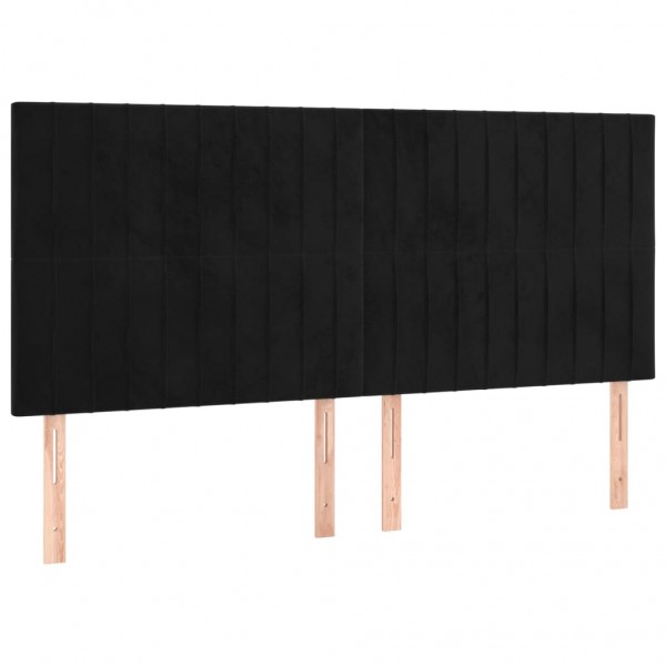 Cabeceros 4 unidades de terciopelo negro 100x5x78/88 cm M 2