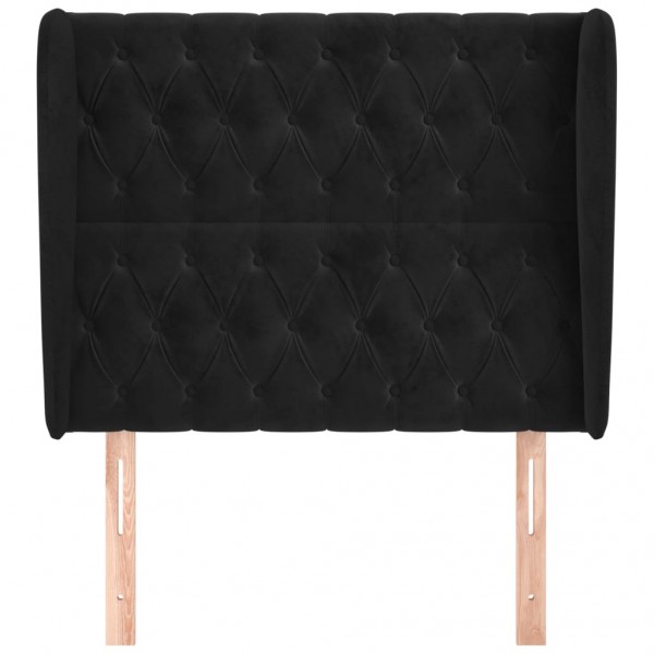 Cabecero con orejas de terciopelo negro 93x23x118/128 cm M 3