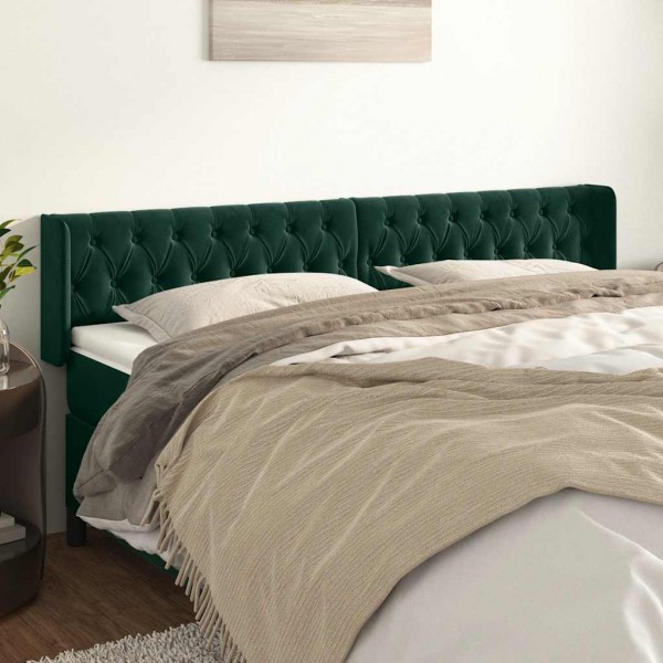 Cabecero de terciopelo verde oscuro 203x16x78/88 cm D
