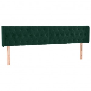 Cabecero de terciopelo verde oscuro 203x16x78/88 cm H