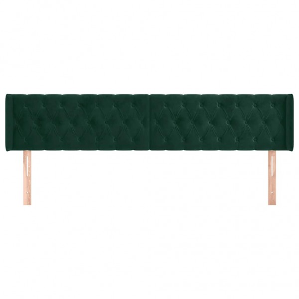 Cabeceira de cama c/ abas veludo 203x16x78/88cm verde-escuro M 3