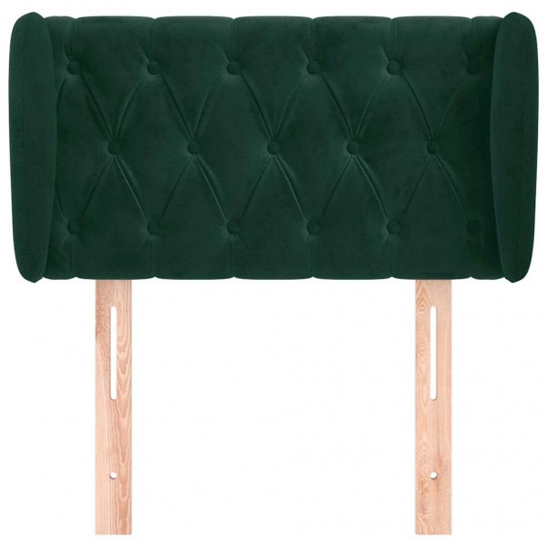 Cabeceira de cama c/ abas veludo 83x23x78/88cm verde-escuro M 3