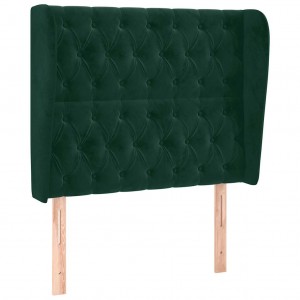 Cabecero con orejas de terciopelo verde oscuro 103x23x118/128cm H
