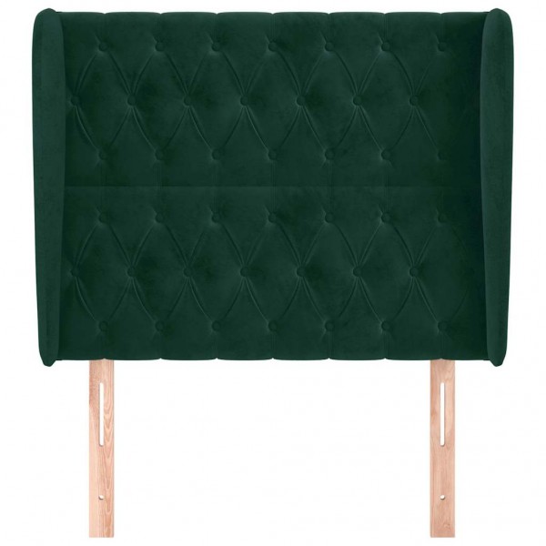 Cabecero con orejas de terciopelo verde oscuro 103x23x118/128cm M 3