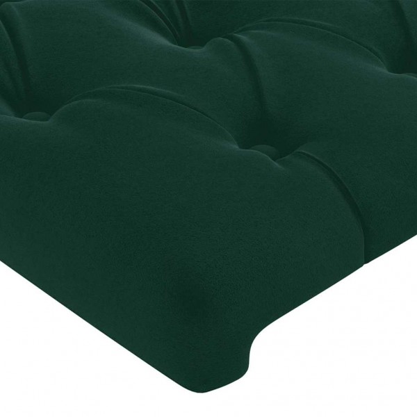 Cabeceira cama c/ abas veludo 103x23x118/128 cm verde-escuro M 5