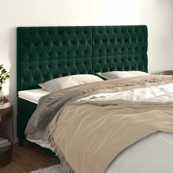 Cabeceros 4 unidades de terciopelo verde oscuro 100x7x78/88 cm D