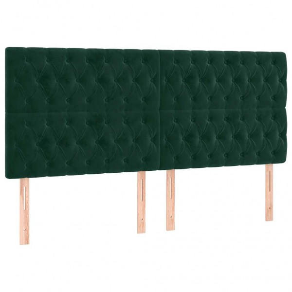 Cabeceros 4 unidades de terciopelo verde oscuro 100x7x78/88 cm M 2