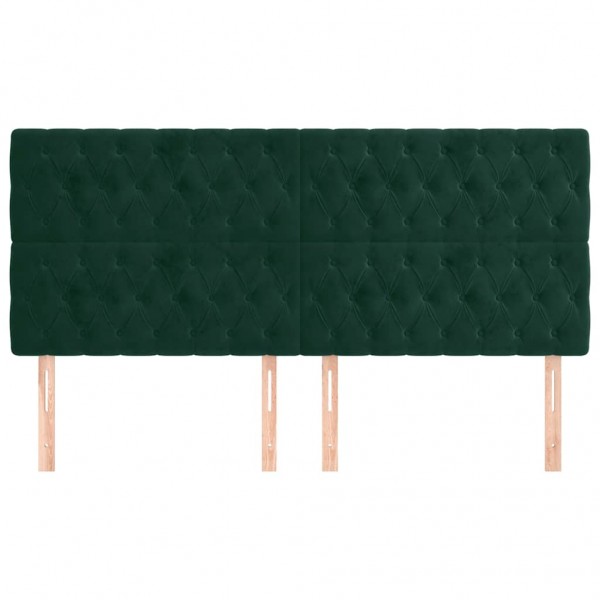Cabeceira de cama 4 pcs veludo 100x7x78/88 cm verde-escuro M 3