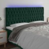 Cabecero con luces LED terciopelo verde oscuro 200x7x118/128 cm 1