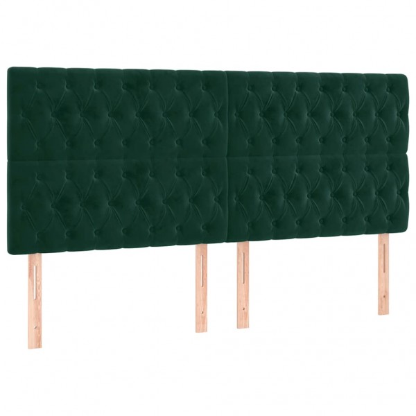 Cabecero con luces LED terciopelo verde oscuro 200x7x118/128 cm M 3