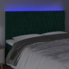 Cabeceira de cama c/ LED veludo 200x7x118/128 cm verde-escuro 4