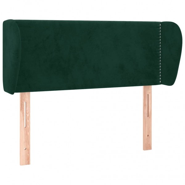 Cabeceira de cama c/ abas veludo 93x23x78/88 cm verde-escuro M 2