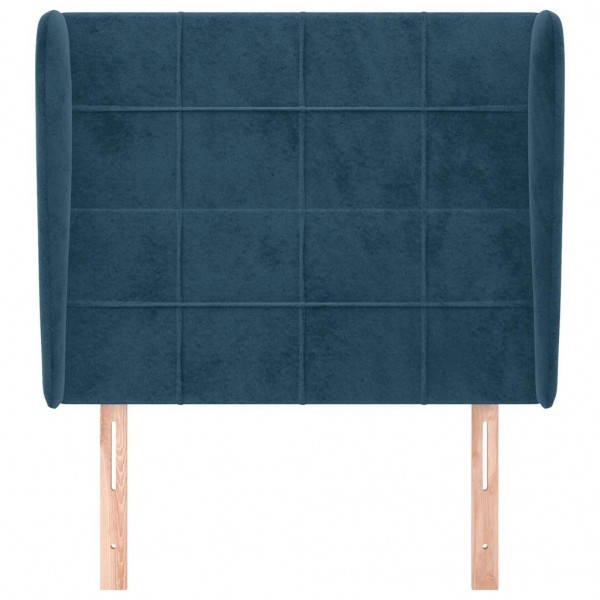 Cabecero con orejas de terciopelo azul oscuro 93x23x118/128 cm M 3