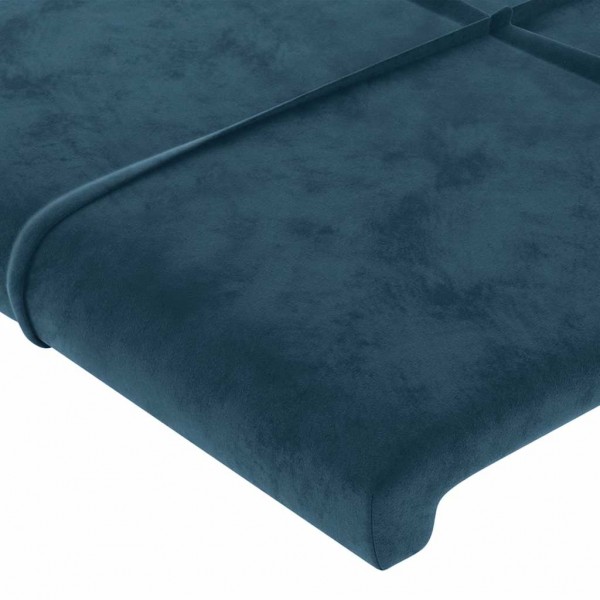 Cabeceira cama c/ abas veludo 93x23x118/128 cm azul-escuro M 5