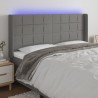 Cabeceira de cama c/ LED tecido 183x16x118/128 cm cinza-escuro 1