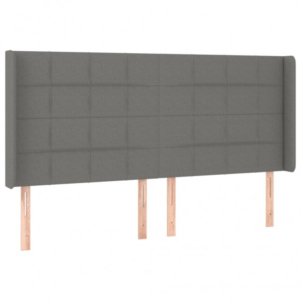Cabecero con LED de tela gris oscuro 183x16x118/128 cm M 3