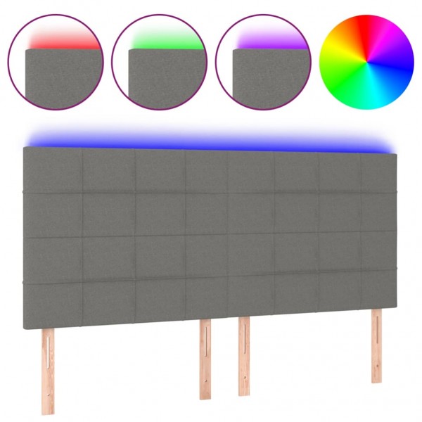 Cabecero con luces LED tela gris oscuro 180x5x118/128 cm M 2