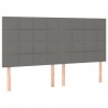 Cabeceira de cama c/ LED tecido 180x5x118/128 cm cinza-escuro 4