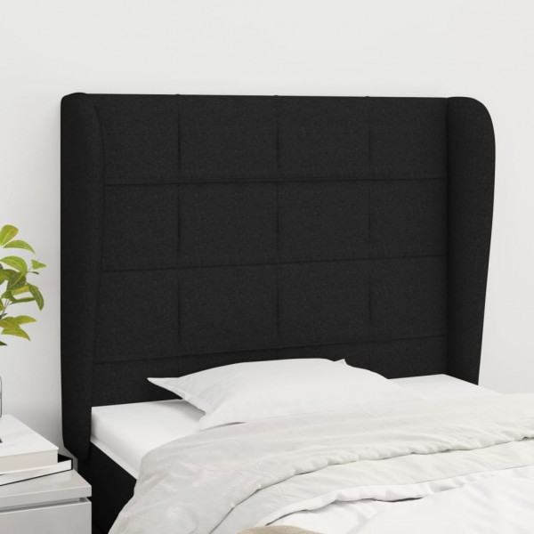 Cabecero con orejas de tela negro 93x23x118/128 cm D