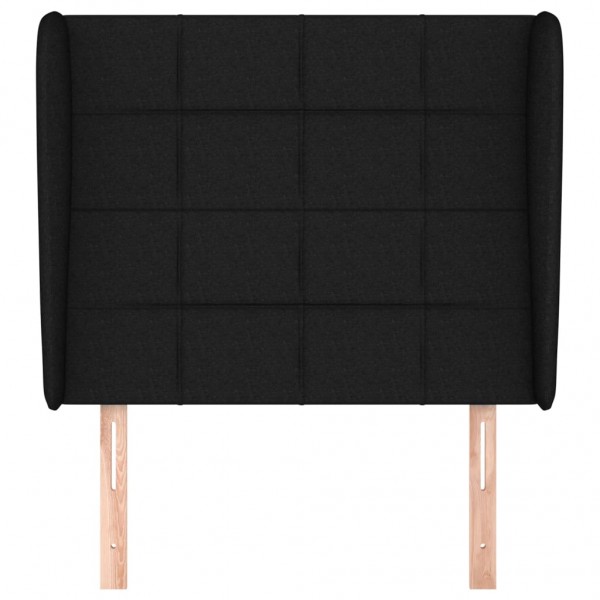 Cabecero con orejas de tela negro 93x23x118/128 cm M 3