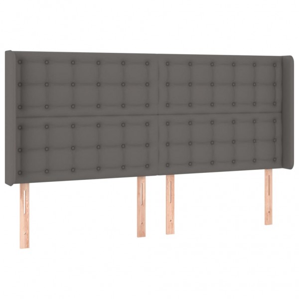 Cabeceira cama c/ LED couro artif. 183x16x118/128 cm cinzento M 3