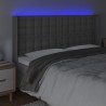 Cabecero con LED cuero sintético gris 183x16x118/128 cm 4