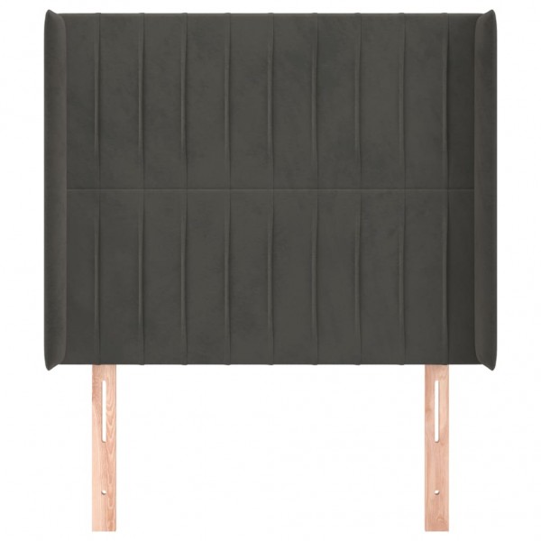 Cabeceira cama c/ abas veludo 93x16x118/128 cm cinzento-escuro M 3