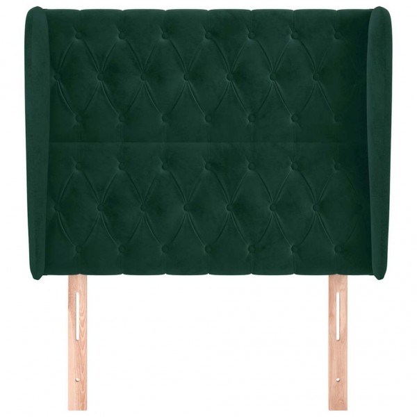 Cabecero con orejas de terciopelo verde oscuro 93x23x118/128 cm M 3