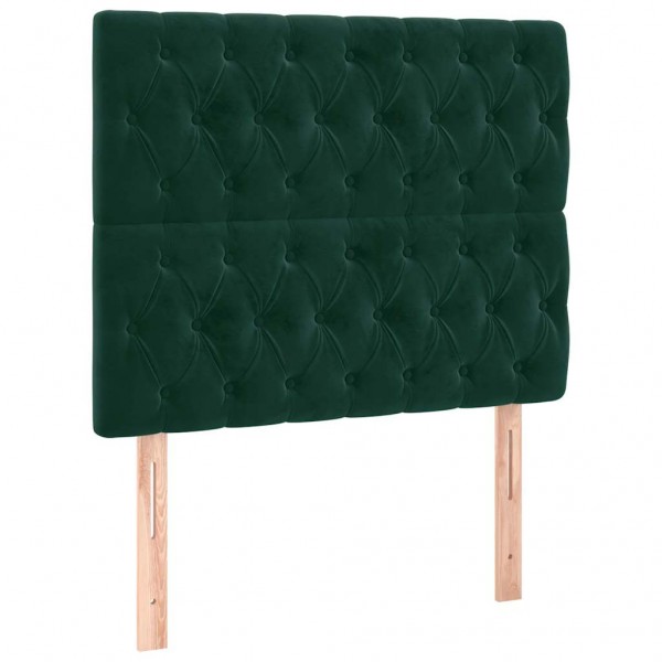 Cabeceros 2 unidades de terciopelo verde oscuro 90x7x78/88 cm M 2