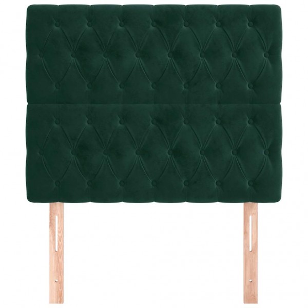 Cabeceros 2 unidades de terciopelo verde oscuro 90x7x78/88 cm M 3