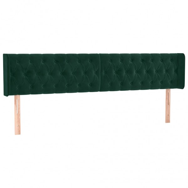 Cabeceira cama c/ luzes LED veludo 183x16x78/88 cm verde-escuro M 3