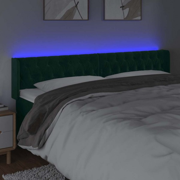 Cabecero con LED de terciopelo verde oscuro 183x16x78/88 cm M 4