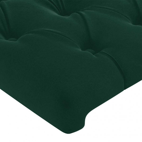 Cabeceira cama c/ luzes LED veludo 183x16x78/88 cm verde-escuro M 5