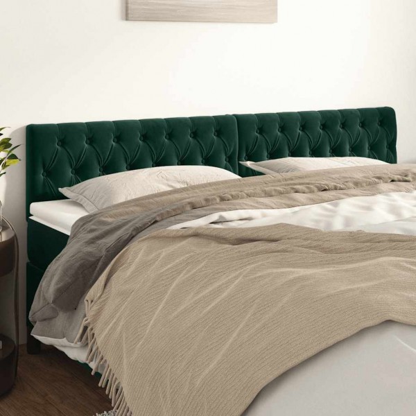Cabeceros 2 unidades de terciopelo verde oscuro 90x7x78/88 cm D