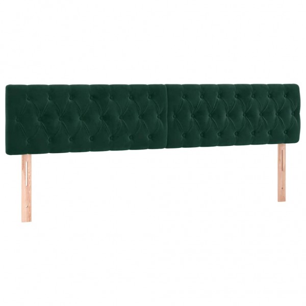 Cabeceira de cama 2 pcs veludo 90x7x78/88 cm verde-escuro M 2