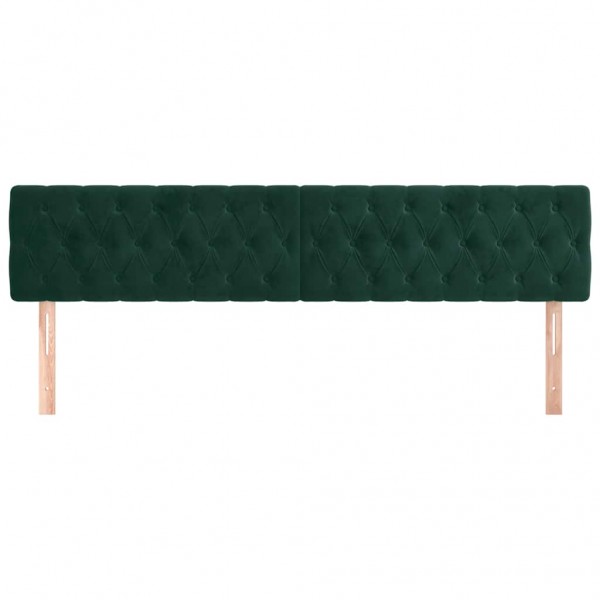 Cabeceira de cama 2 pcs veludo 90x7x78/88 cm verde-escuro M 3